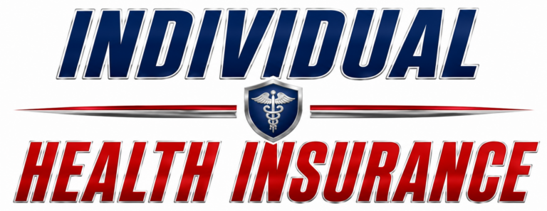 Professional 77-Call-Pete branded Individual Health Insurance banner featuring a blue brushed steel background with a red wave design.
